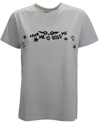 P.A.R.O.S.H. - Tops ,Wit ,Katoen Katoenen T-Shirt Met Ronde Hals - Lyst