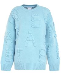 Bottega Veneta - Truien & Vesten ,Blauw ,Wol Wollen Crew-Neck Sweater - Lyst