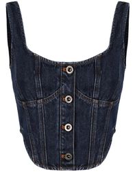 Self-Portrait - Tops ,Blauw ,Denim Denim Corset Top - Lyst