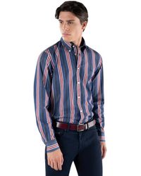Harmont & Blaine - Overhemden ,Blauw ,Gestreept Prismashirt Voor Mannen - Lyst