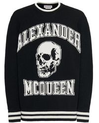 McQueen - Skull Logo Gebreide Trui - Lyst