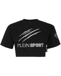 Philipp Plein - Fitness ,Zwart ,Katoen Zwarte Korte Logo Top - Lyst