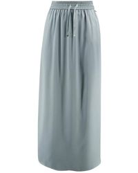 Herno - Türkis Satin Maxi Rock Elastischer Kordelzug - Lyst