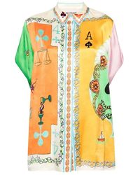 ALÉMAIS - Camisa de seda con estampado gráfico en bloques de color - Lyst