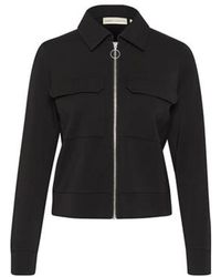 Inwear - Jassen ,Zwart ,Polyester Zwarte Cardigan Zip Jas - Lyst