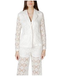 Jacqueline De Yong - Weißer V-Ausschnitt Revers Blazer Set - Lyst