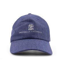 Brunello Cucinelli - Accessoires ,Blauw ,Katoen Baseball Cap - Lyst
