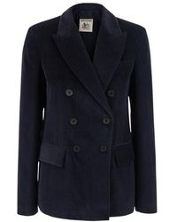 Semicouture - Jassen ,Blauw ,Dubbelrijige Jas - Lyst