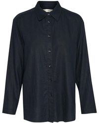 Inwear - Blusa camicia blu marino in lino - Lyst
