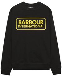 Barbour - Hoodies & Sweatvesten ,Zwart ,Katoen Sweatshirt Met Groot Logo En Raglanmouwen - Lyst