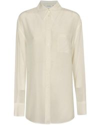 Sportmax - Camisa seda blanca detalle cristal - Lyst