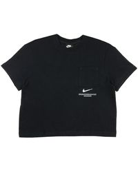 Nike - Fitness ,Zwart ,Katoen Swoosh Top T-Shirt - Lyst
