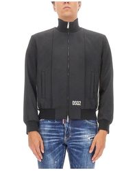 DSquared² - Jassen ,Zwart ,Polyester Klassiek Bomberjack - Lyst
