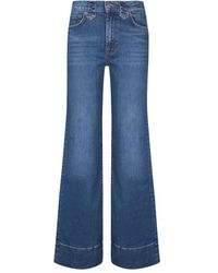 7 For All Mankind - High-rise flared blaue jeans 7 for all kind - Lyst