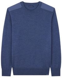 Paul & Shark - Soft Cool Touch Wool Crewneck Sweater With Typhoon Details - Lyst