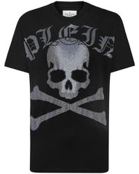 Philipp Plein - Tops ,Zwart ,Katoen T-Shirt Ronde Hals Gothic Plein - Lyst