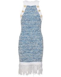 Balmain - Minikleid Aus Tweed - Lyst