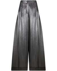 Alberta Ferretti - Broeken ,Grijs ,Wol Wijde Broek - Lyst