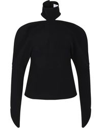 Courreges - Zwarte Mockneck Top Met Blote Schouders - Lyst