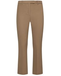 Max Mara - Broeken ,Bruin ,Katoen Camelkleurige Stretch Katoenmix Broek - Lyst