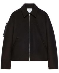 Courreges - Jassen ,Zwart ,Wol Geborduurde Wool Bomber Jacket - Lyst