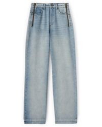 mötivi - Jeans ,Blauw ,Katoen Wide Leg Palazzo Jeans Met Ritsen Aan De Zijkant - Lyst