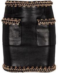 Balmain - Leather Skirts - Lyst