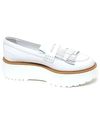 Hogan - Weiße Lederloafer-Schuhe Mit Fransen - Lyst