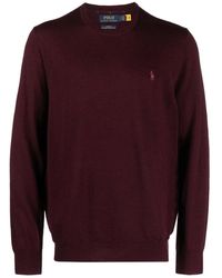 Polo Ralph Lauren - Truien & Vesten ,Rood ,Wol Rode Wollen Trui Met Lange Mouwen En Ronde Hals - Lyst