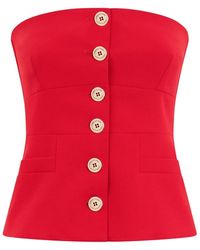Pinko - Tops ,Rood ,Polyester Strapless Button-Up Top - Lyst