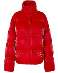 Crās - Rote steppjacke mit reißverschluss - Lyst