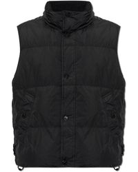 Stone Island - Jassen ,Zwart ,Gewatteerd Vest Met Opstaande Kraag - Lyst