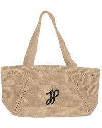Patou - Raffia Tote Tasche Mit Besticktem Logo - Lyst