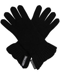 Moschino - Accessoires ,Zwart ,Wol Handschoenen Met Logopatch - Lyst
