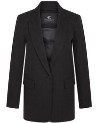 Bruuns Bazaar - Schwarzer blazer mit v-ausschnitt und klappentaschen - Lyst
