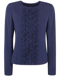 Emporio Armani - Ruffled Front Jacket - Lyst