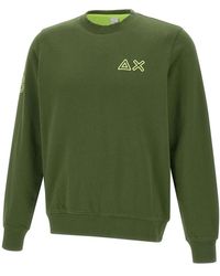 Sun 68 - Hoodies & Sweatvesten ,Groen ,Katoen Katoenen Sweatshirt Met Fluorescerend Logo - Lyst