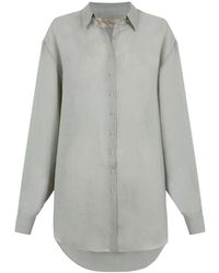 Cortana - Overhemden ,Blauw ,Linnen Hemelsblauw Oversized Linnen Overhemd - Lyst