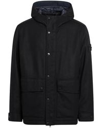 Stone Island - Jassen ,Zwart ,Wol Giubbotto - Lyst