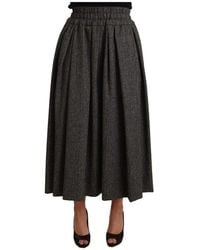 Dolce & Gabbana - Grauer wollrock mit hoher taille und a-linie - Lyst