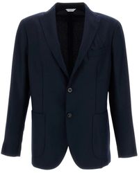 Boglioli - Jassen ,Blauw ,Wol Enkelrijig Blazer - Lyst