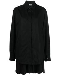 DIESEL - Overhemden ,Zwart ,Katoen Casual Lange Mouw Zwart Katoenen Shirt - Lyst