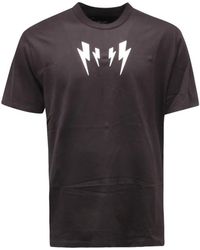 Neil Barrett - Tops ,Zwart ,Slim Fit Italiaans Bolt T-Shirt - Lyst