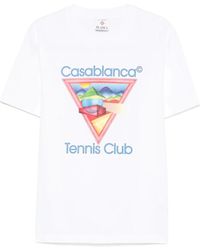 CASABLANCA - Weißes Logo-Print Crew Neck T-Shirt - Lyst
