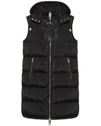 carlo colucci - Jassen ,Zwart ,Gewatteerde Lange Vest Met Capuchon - Lyst