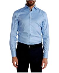 BOSS - Slim Fit Baumwolltwill Hemd mit Kontrastdetails - Lyst