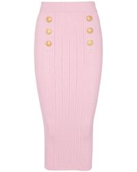 Balmain - Midirock Aus Viskosestrick - Lyst