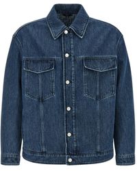 Fendi - Jassen ,Blauw ,Katoen Jeans Jas - Lyst