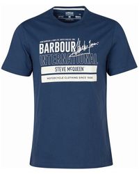 Barbour - Tops ,Blauw ,Katoen Grafisch T-Shirt Met Steve Mc Queen Design - Lyst
