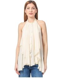 Manila Grace - Georgette Elegante Bluse Mit Rüschen - Lyst